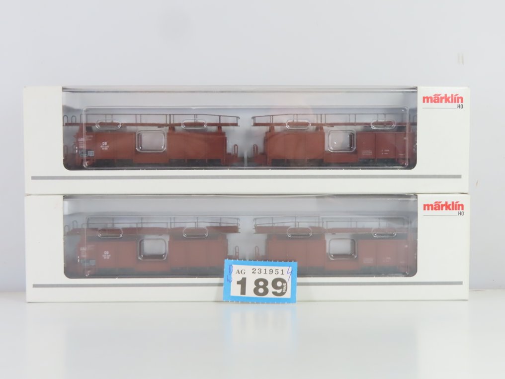 Märklin H0 - 46131 - Τρένο μοντελισμού μεταφοράς εμπορευμάτων (2) - 2x σετ εμπορευματοκιβωτίων 2 τεμαχίων με 2-άξονες αυτοκινητομεταφορείς - DB #2.1