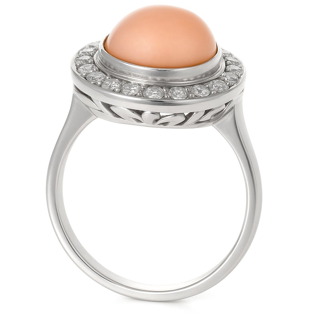 Δαχτυλίδι - 18 καράτια Λευκός χρυσός -  0.42ct. tw. Διαμάντι (Φυσικό)  - Κοράλλι #2.1