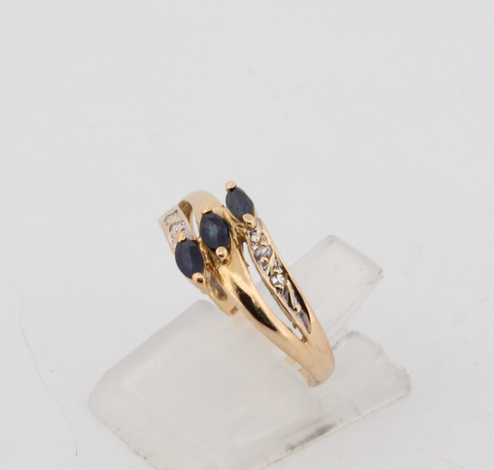 沒有保留價 - 戒指 - 18 克拉 黃金 藍寶石 - 鉆石 #3.2