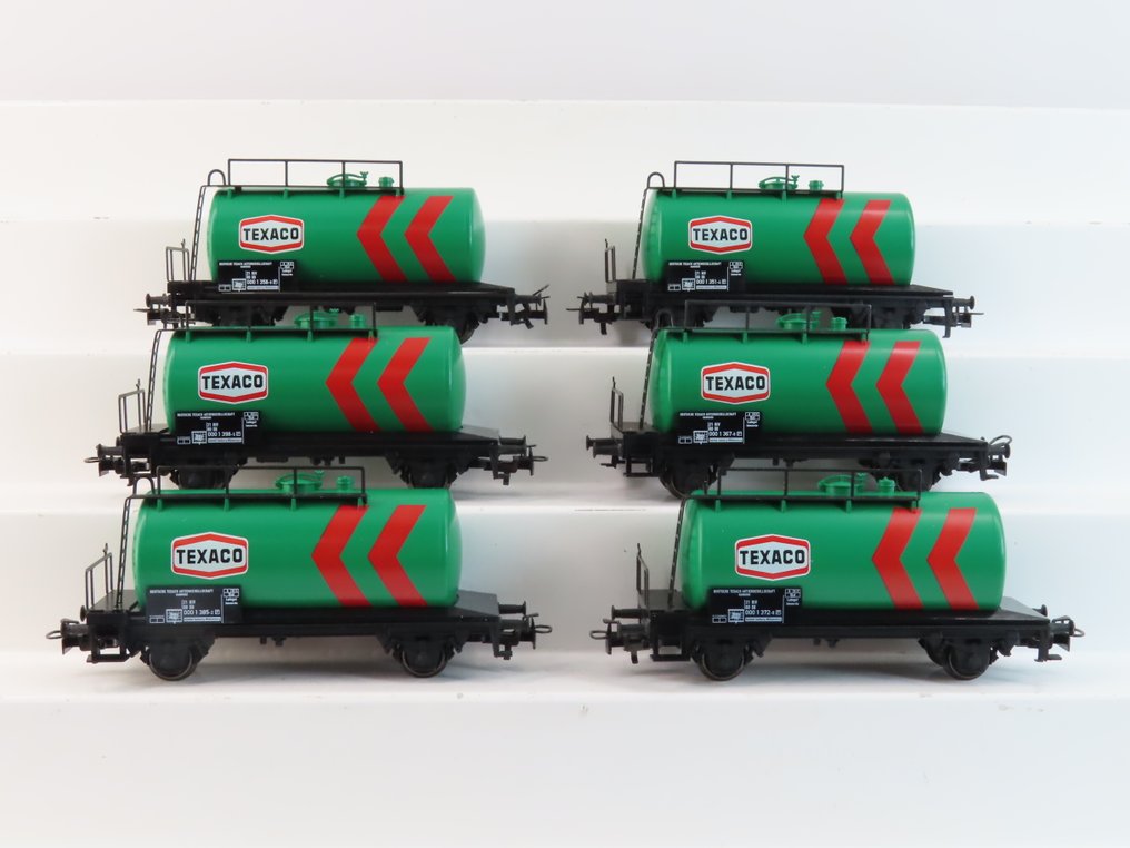 Märklin H0轨 - 00759-13/14/15 - 模型火车货运车厢 (6) - 6辆双车厢罐车，标有“Texaco”字样 - DB #1.0