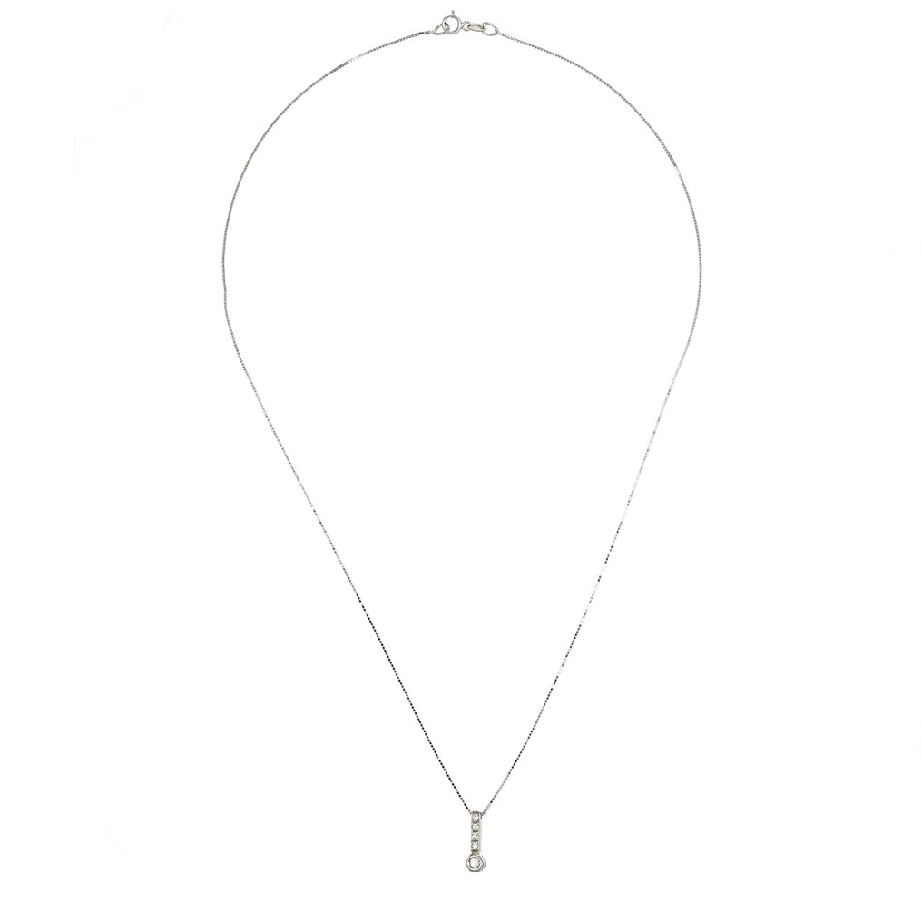 Halsband med hänge - 18 kt Vittguld - 0.10ct. tw. Diamant (Natural) #3.2