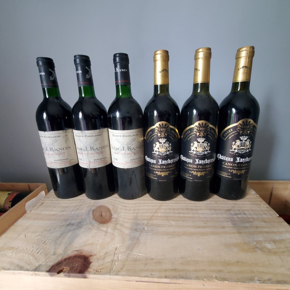 1986 x 3 Clos J. Kanon & 1998 x 3  Chateau Larchevesque - Bordeaux - 6 Bottles (0.75L) #1.0
