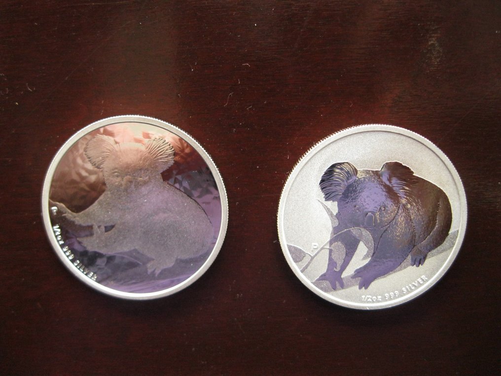 Australien. 50 Cents 2009 + 2010, 2 Münzen Koala. 2 x 1/2 Oz .999  (Ohne mindestpreis) #1.0