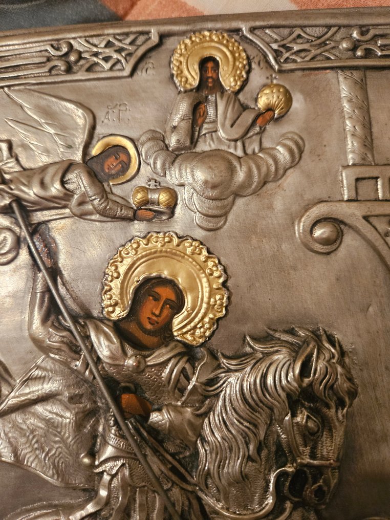 Εικόνα - Γεώργιος ο Δρακοκτόνος - Επάργυρο, Ξύλο - Χειροποίητο έργο τέχνης - 25 x 31 εκ #2.1