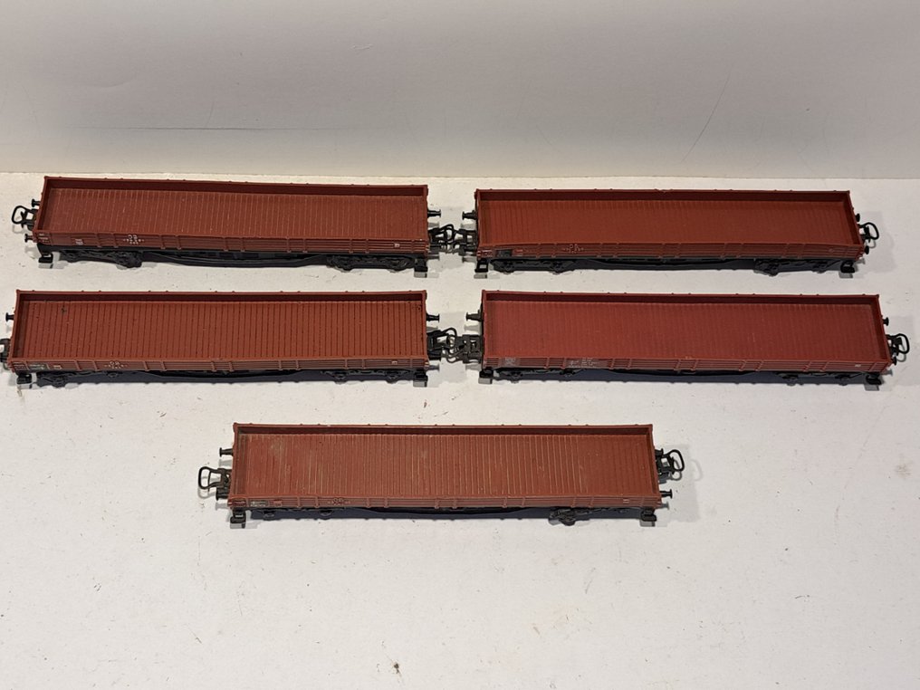 Märklin H0 - 4514/4914 - Model train wagon (5) - 5x double-axle low-side railway wagon. - DB #1.0