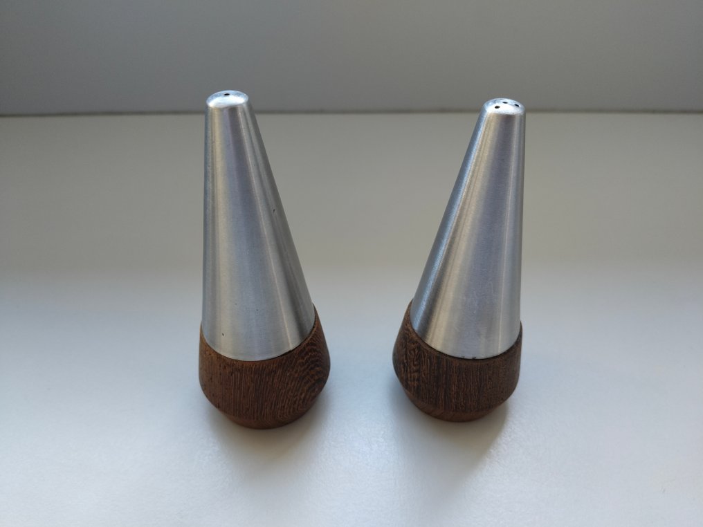 lundtofte - 香料容器 (2) - 不锈钢和柚木 - 胡椒盐罐 #1.0