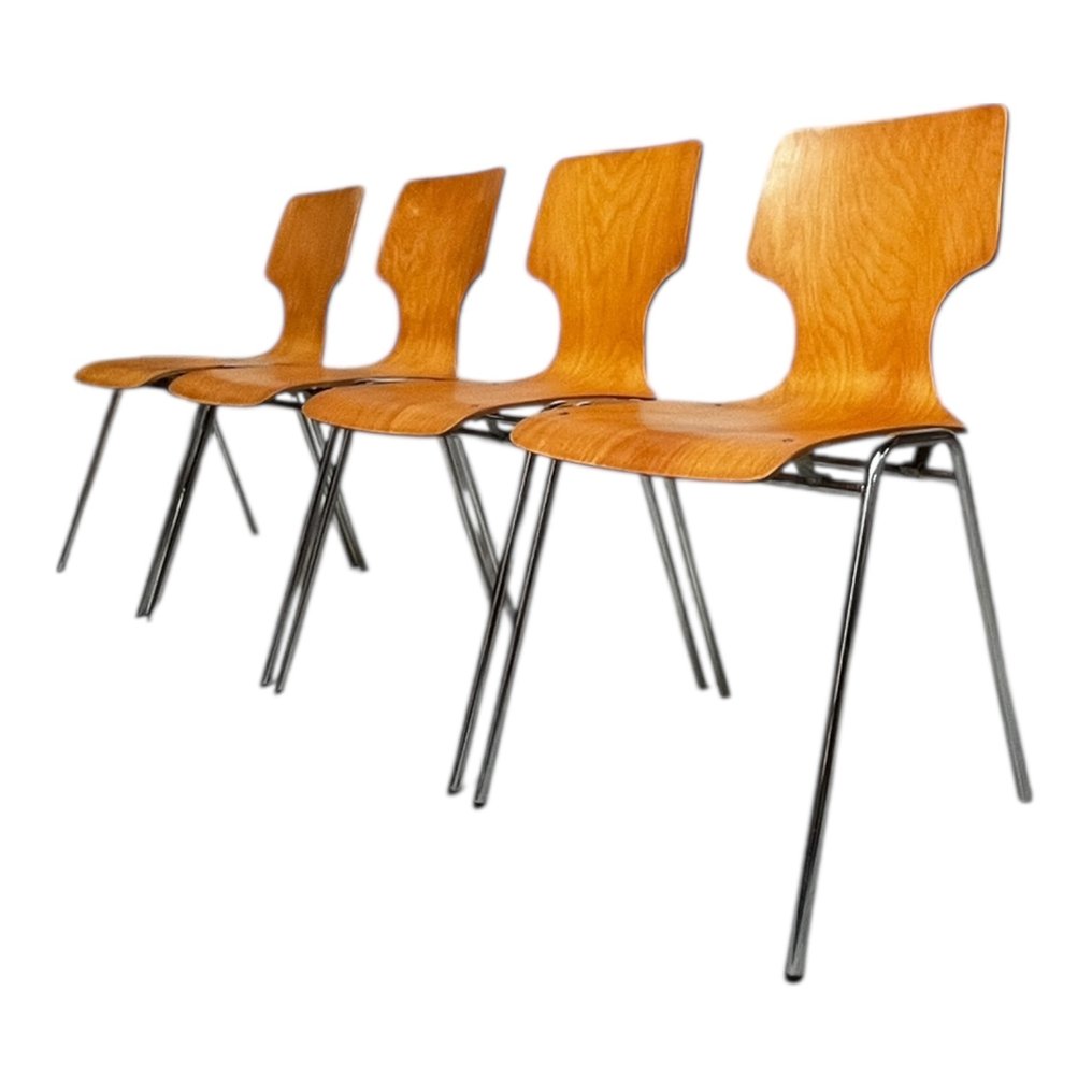 Drabert - Sitzgruppe - Schichtholz, Metall, Verchromt - Stapelbar #3.2