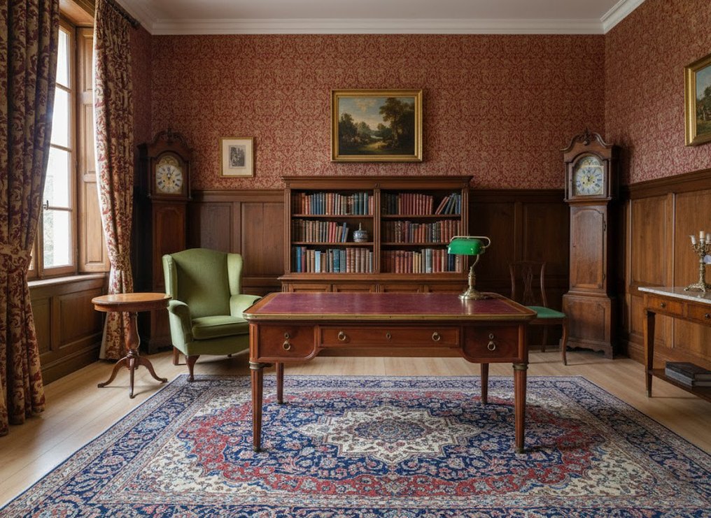 Bureau plat - 青銅色, 染色木材, 皮革, 黃銅 - 法式可伸缩书桌 #1.0