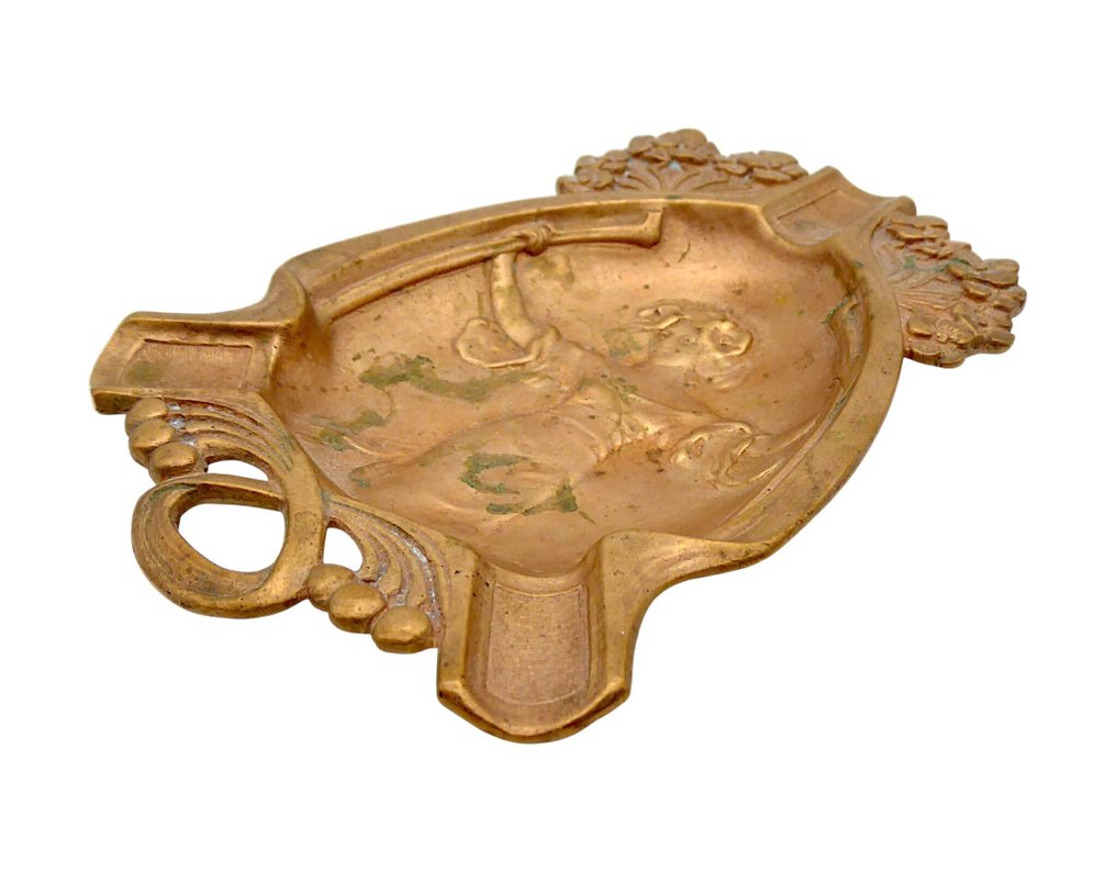 Cendrier - Laiton ciselé et incisions florales #4.3