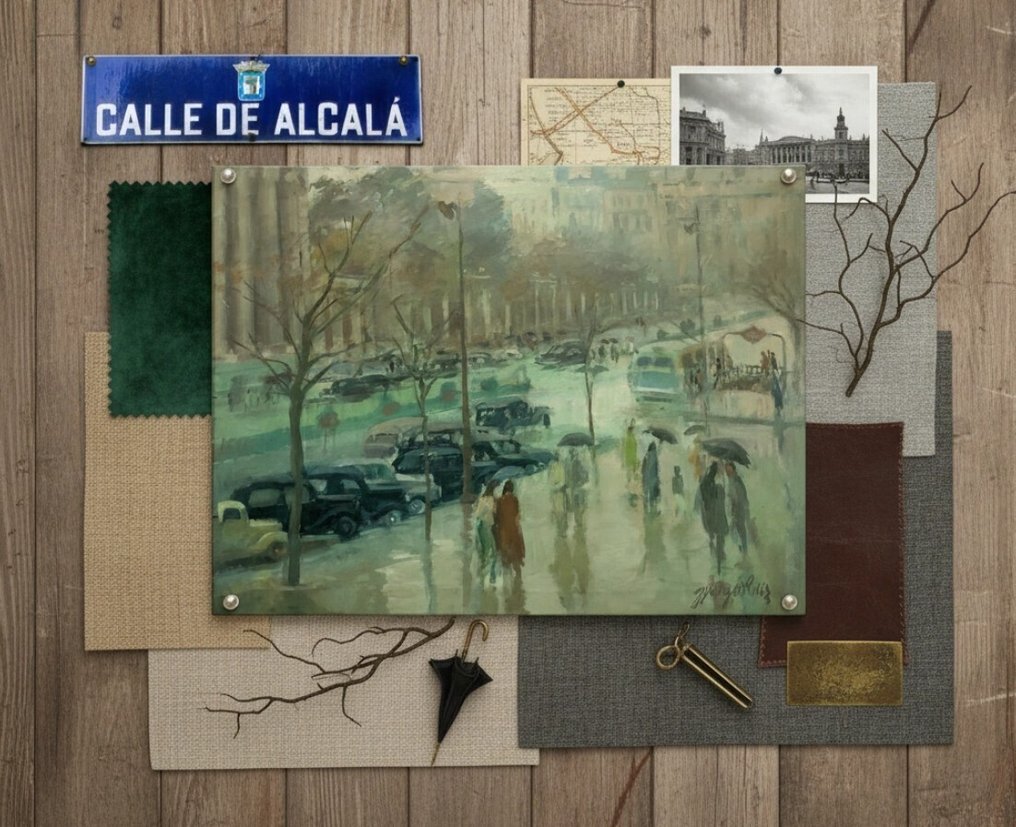 Guillermo Vargas Ruiz (1910-1990) - Madrid: effet de pluie devant la Banque d'Espagne #2.1