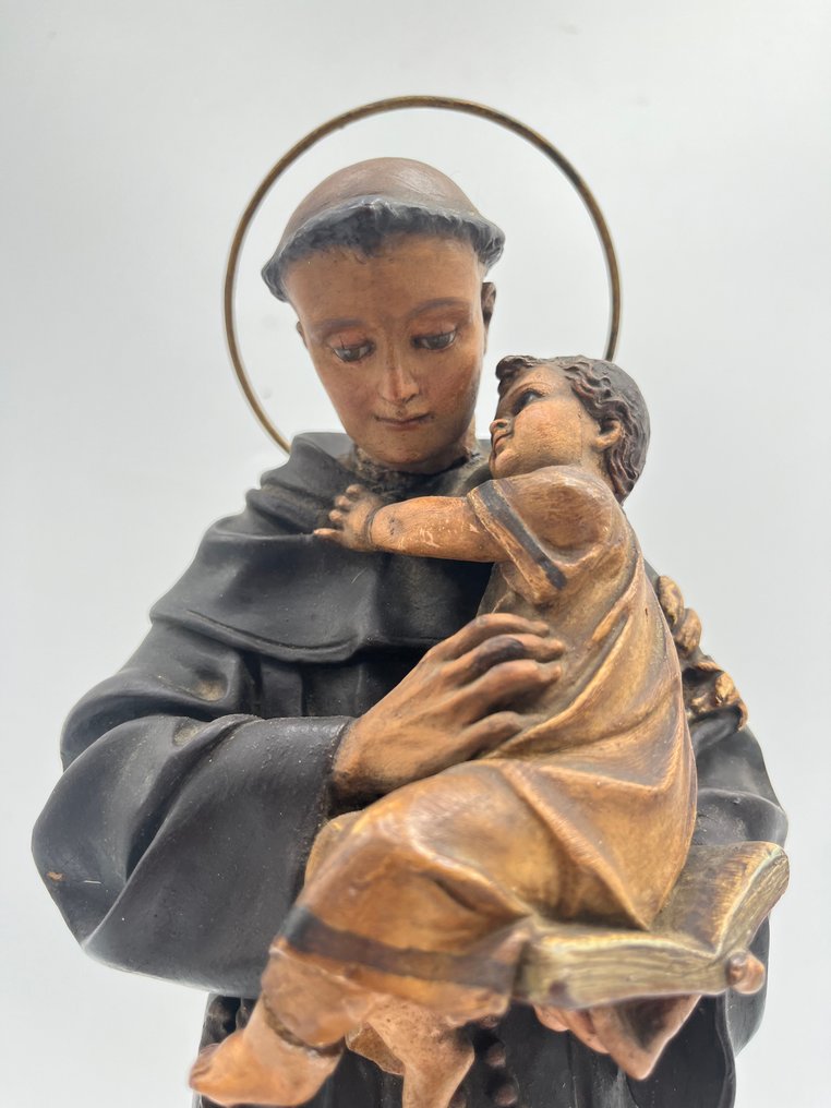 Olot - Γλυπτό, San Antonio con niño - 40 cm - Ξύλο, πάστα ξύλου, Γυαλί #1.0