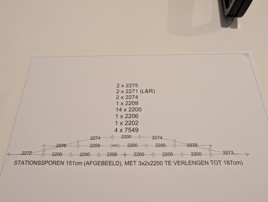 Märklin H0 - 2275, 2271, 2274, 2209, 2200, 2206, 2202, 7549 - 模型火車軌道 (27) - Märklin HO K-rails套装，包括双十字交叉和道岔；带有可见的原装盒子；清单。 #2.1