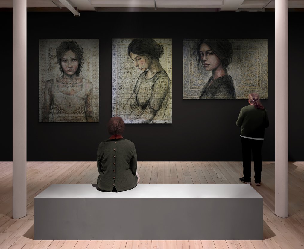 Jacqueline Klein Breteler - “Waiting to be touched.”-painting on a carpet-XXL #2.1