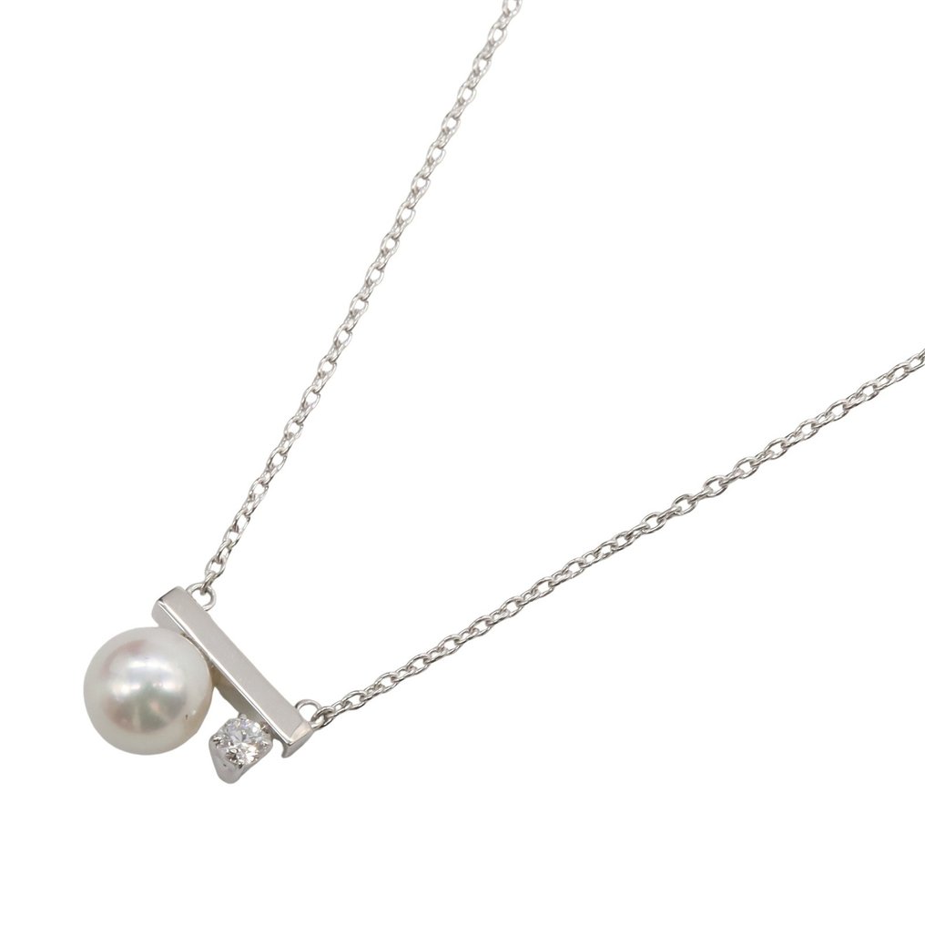 Tasaki - Κολιέ - Petit Balance Class Akoya Pearl Necklace - 18 καράτια Λευκός χρυσός Μαργαριτάρι - Διαμάντι #1.0