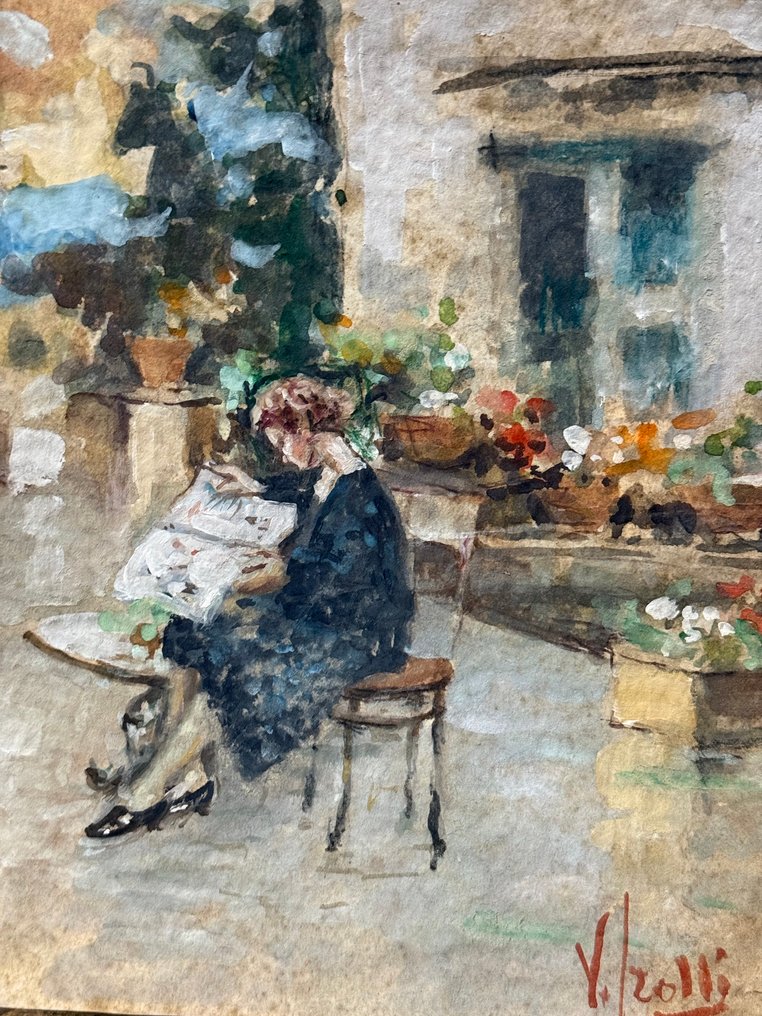 Maniera di Vincenzo Irolli (XX) - Fanciulla in Terrazza #1.0