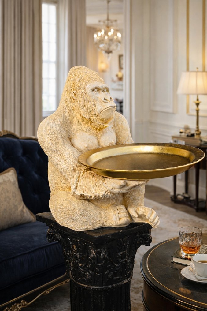 Beeld, XL Gorilla with Tray - 51 cm - mgo - 2025 #1.0