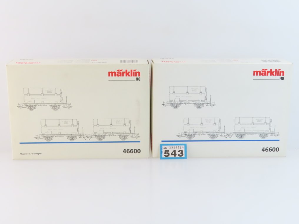 Märklin H0 - 46600 - Σετ τρένου μοντελισμού μεταφοράς εμπορευμάτων (2) - 2x σετ τριών τεμαχίων φορτηγά με 2-άξονες δεξαμενόπλοια για τη μεταφορά πνευμάτων. - K.Bay.Sts.B #2.1