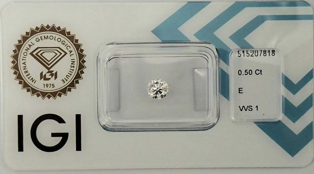 1 pcs Diamant  (Natural)  - 0.50 ct - Rotund - E - VVS1 - IGI (Institutul gemologic internațional) #4.3