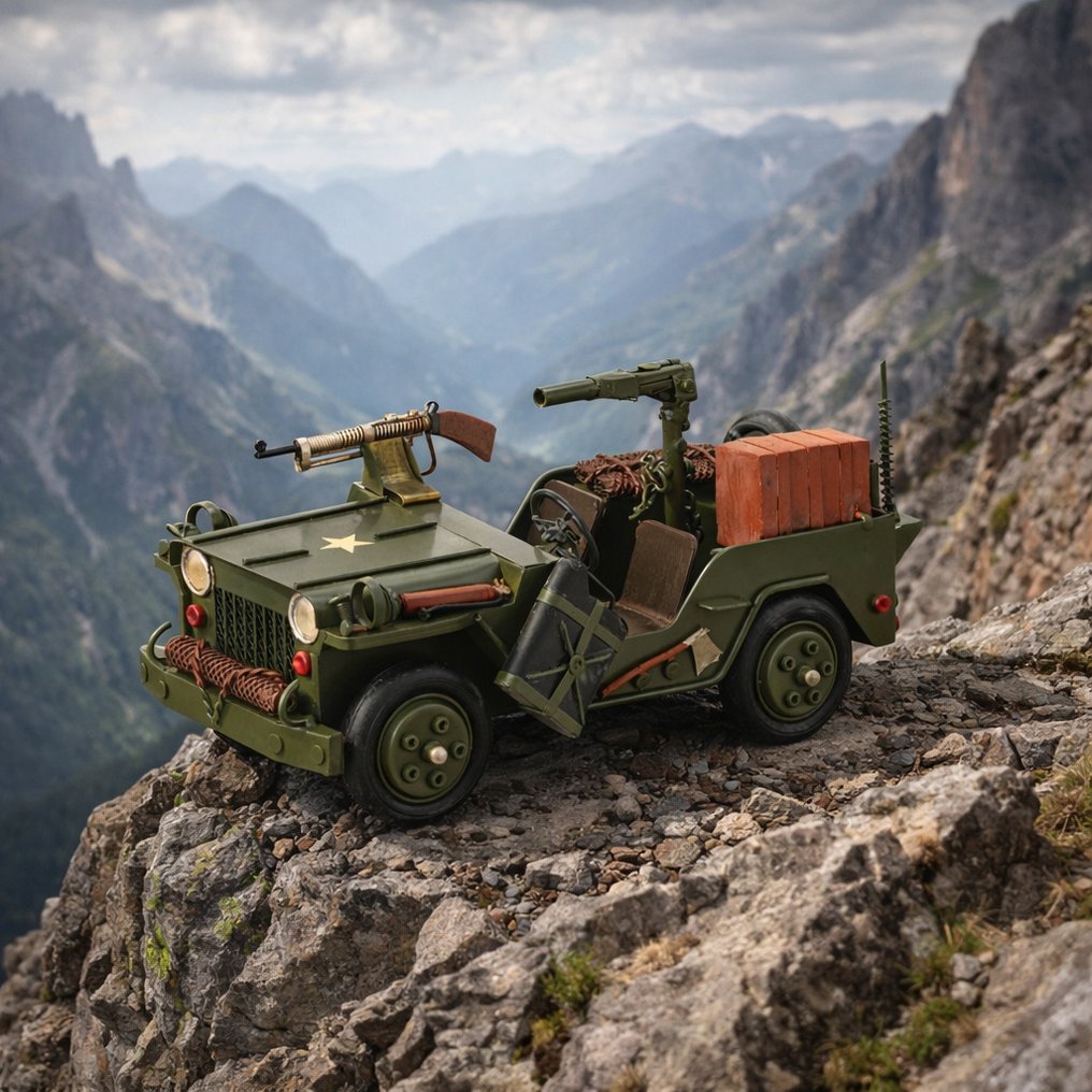 装饰饰品 - 金属艺术品 军用吉普车 #1.0