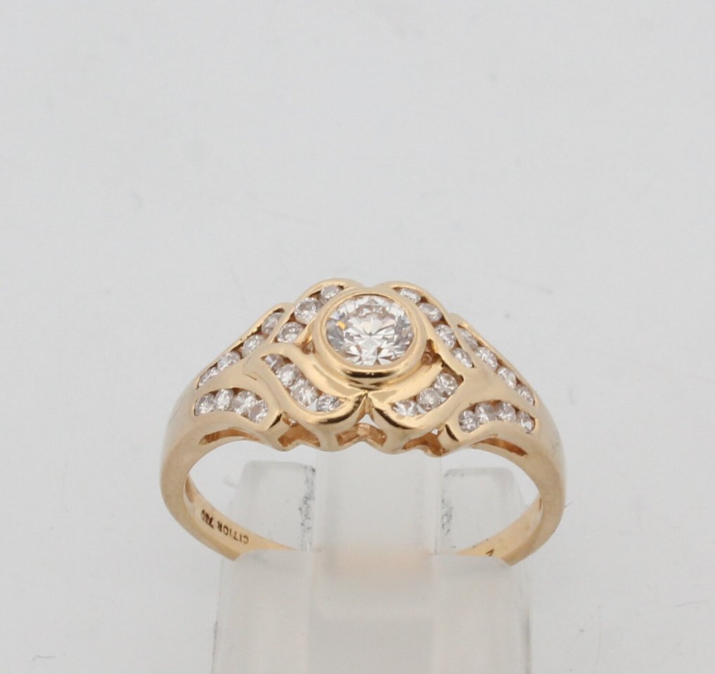 沒有保留價 - 戒指 - 18 克拉 黃金 鉆石 (天然)  - 鉆石 #1.0