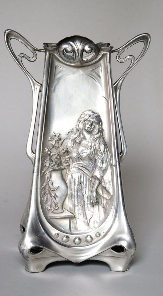 Vase (2)  - Zink versilbert - Art Nouveau #4.3