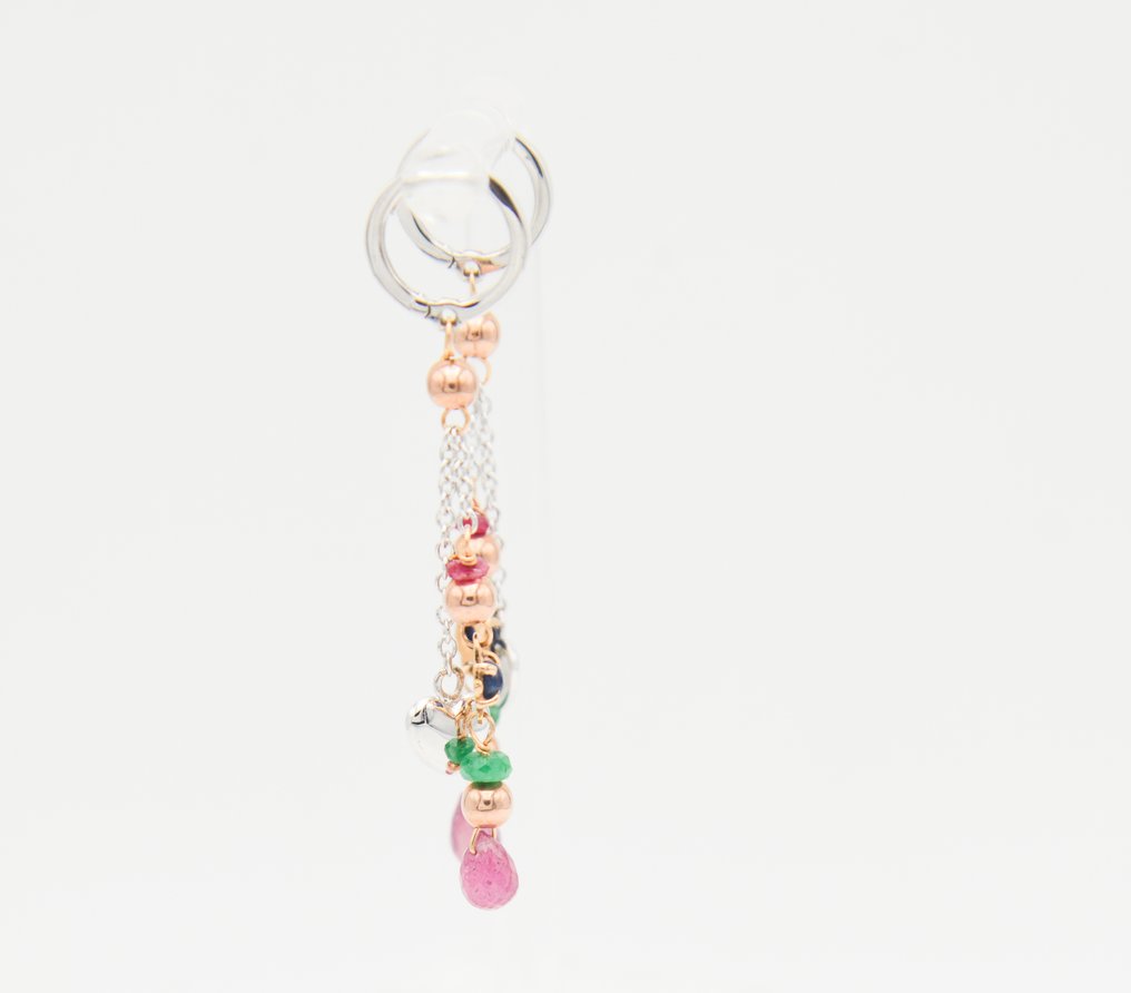 Boucles d'oreilles - 18 carats Or rose, Or blanc Saphir - Tourmaline #4.3