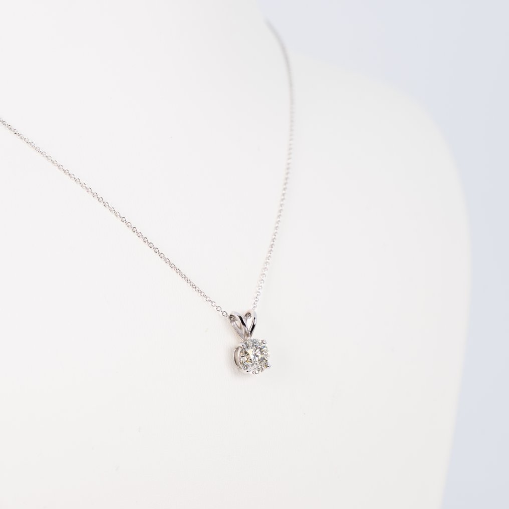 Sem preço de reserva - Colar com pingente - 14 K Ouro branco - 1.48ct. tw. Diamante (Natural) - IGI #4.3