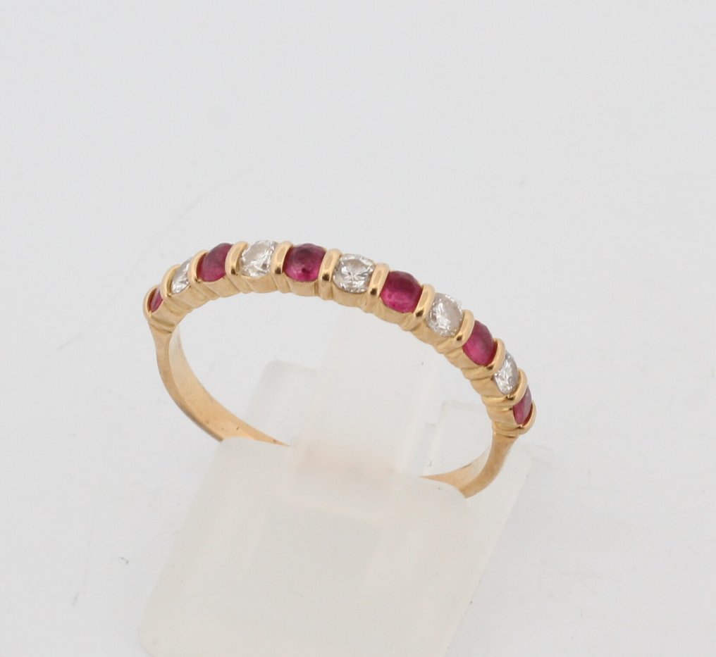 沒有保留價 - 戒指 - 18 克拉 黃金 紅寶石 - 鉆石 #1.0