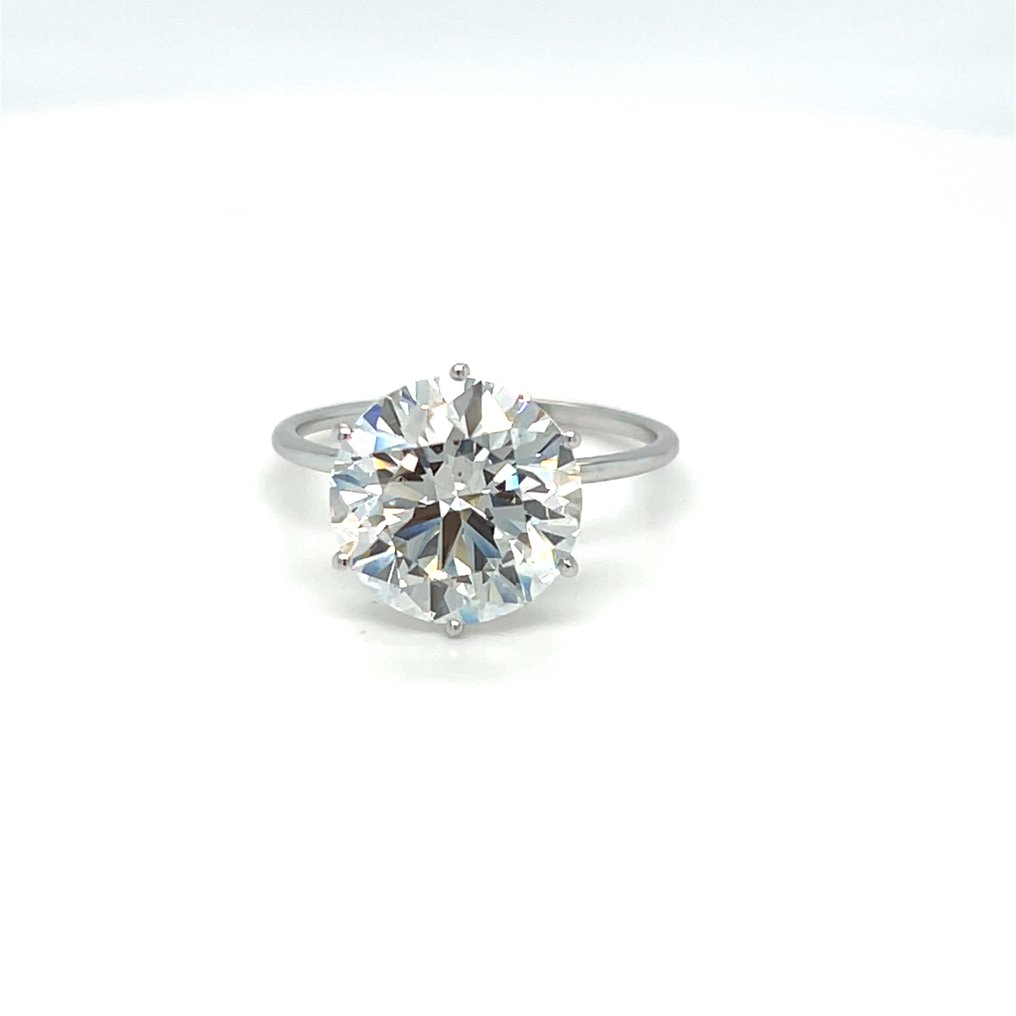戒指 - 14 克拉 白金 -  5.10ct. tw. 鉆石 (實驗室培育) #1.0