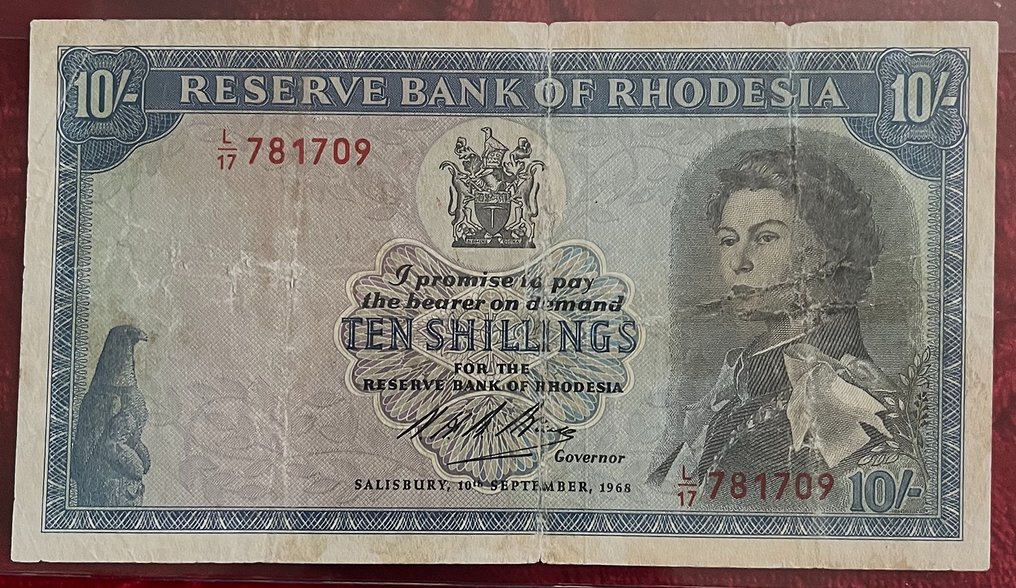 Rhodesia. - 10 Shillings - 1968 - Pick 27b  (Ingen mindstepris) #1.0