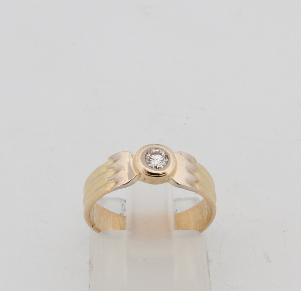 沒有保留價 - 戒指 - 18 克拉 黃金 鉆石 (天然) #1.0