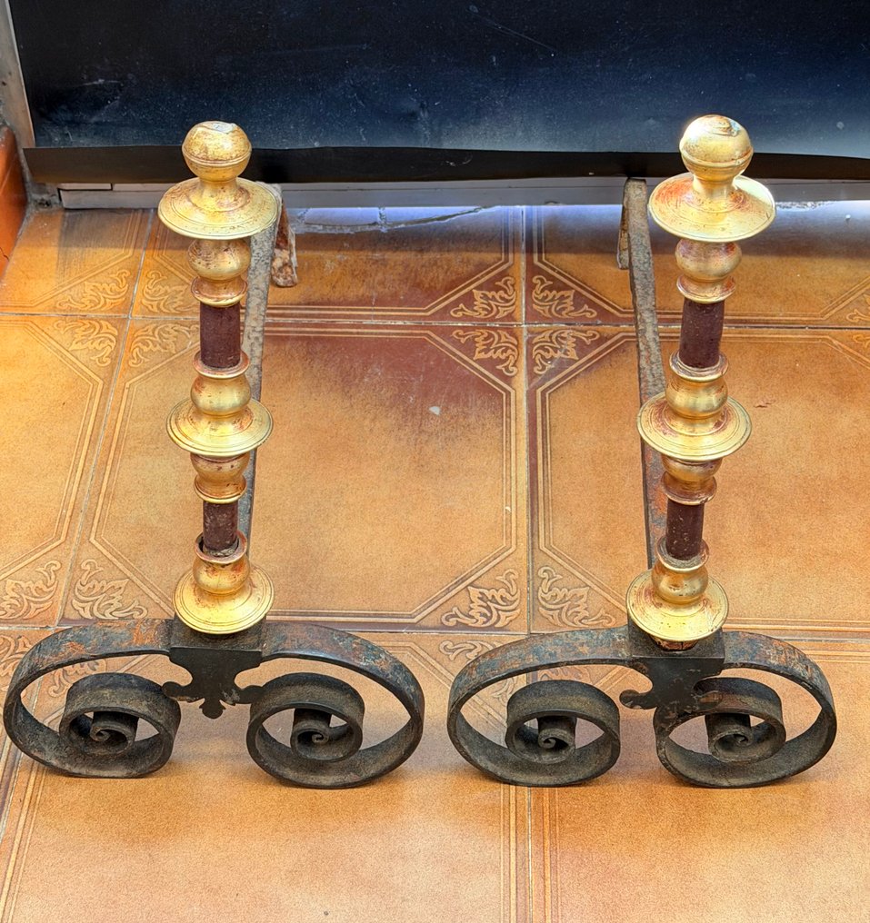 Andiron (2) - Louis XVI - Iron, Brass #4.3