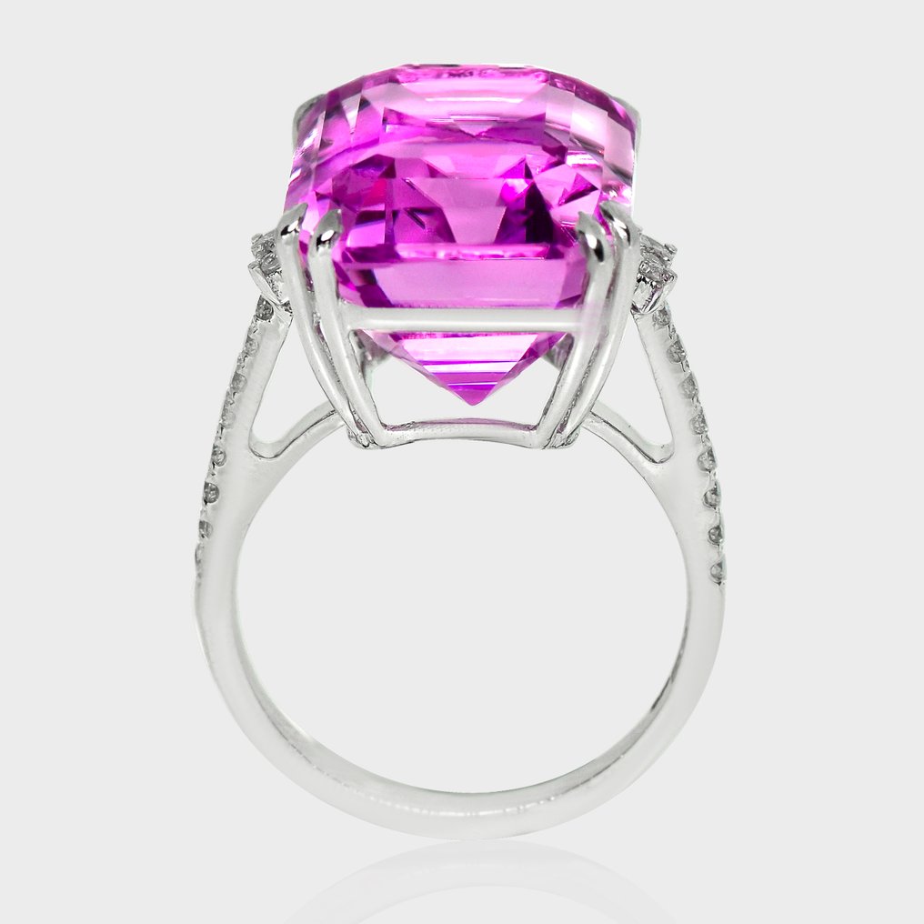 Fără preț de rezervă - Inel - 14 ct. HRD 20,00 ct Roz Intense, Aur alb -  20.29ct. tw. Kunzite - Diamant #4.3