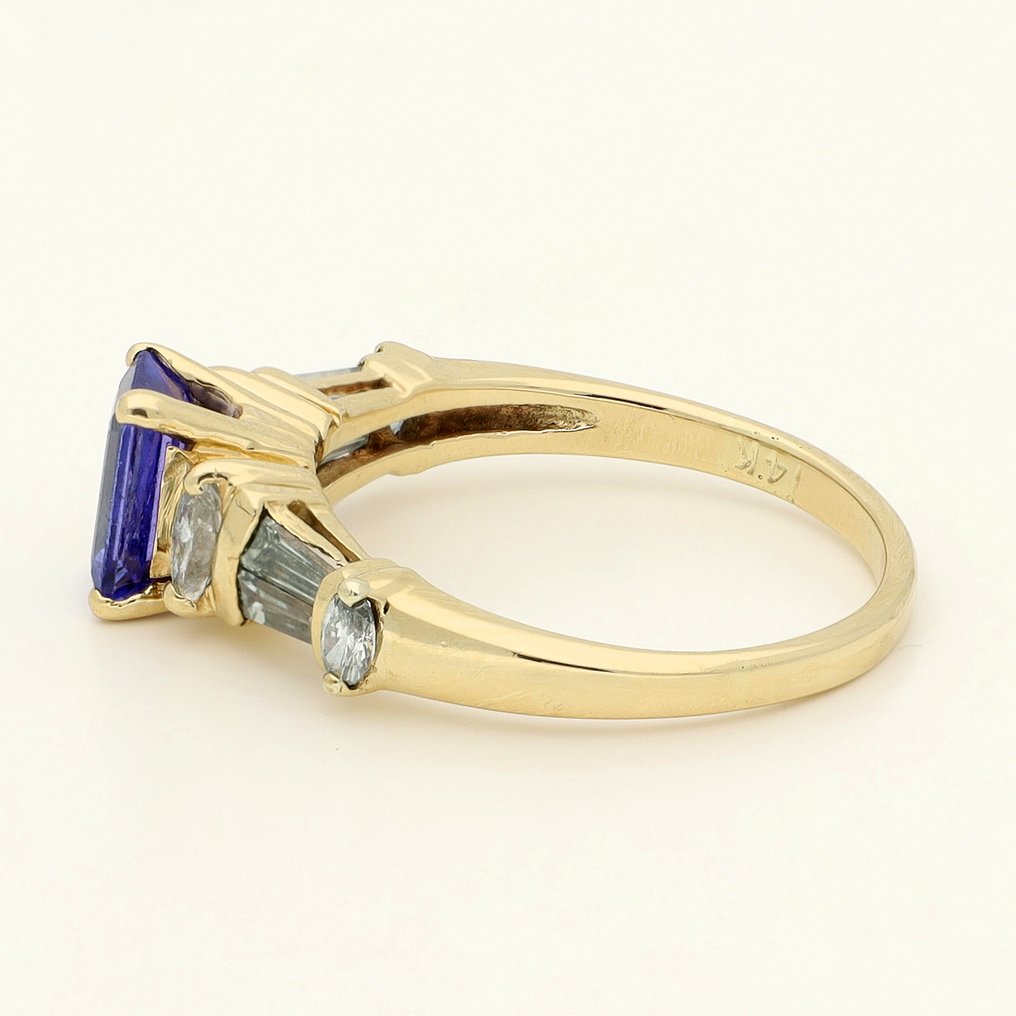Anello - 14 carati Oro giallo Tanzanite - Diamante #2.1