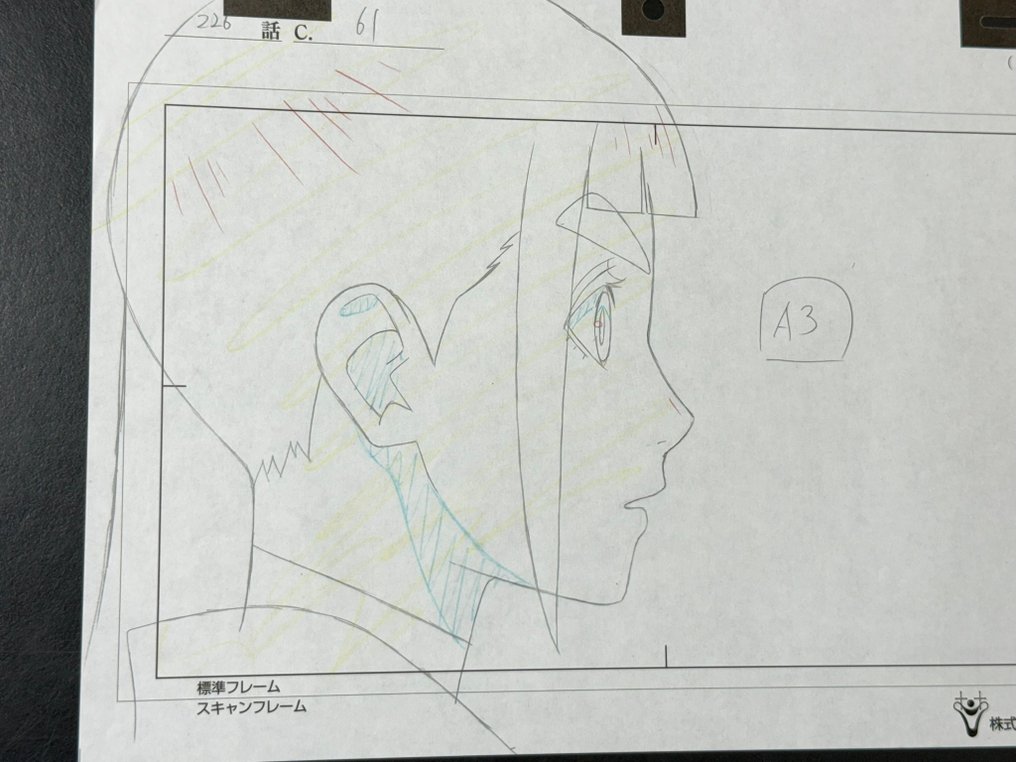 Studio Pierrot - Oryginalny rysunek animacji Hinaty Hyūgi na papierze studia Pierrot! - Naruto: Shippūden (2007/17) #3.2