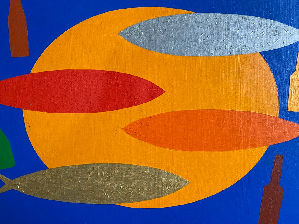 Bruno Dunst (1940) - Stilleben mit Flaschen und Fischen #2.1