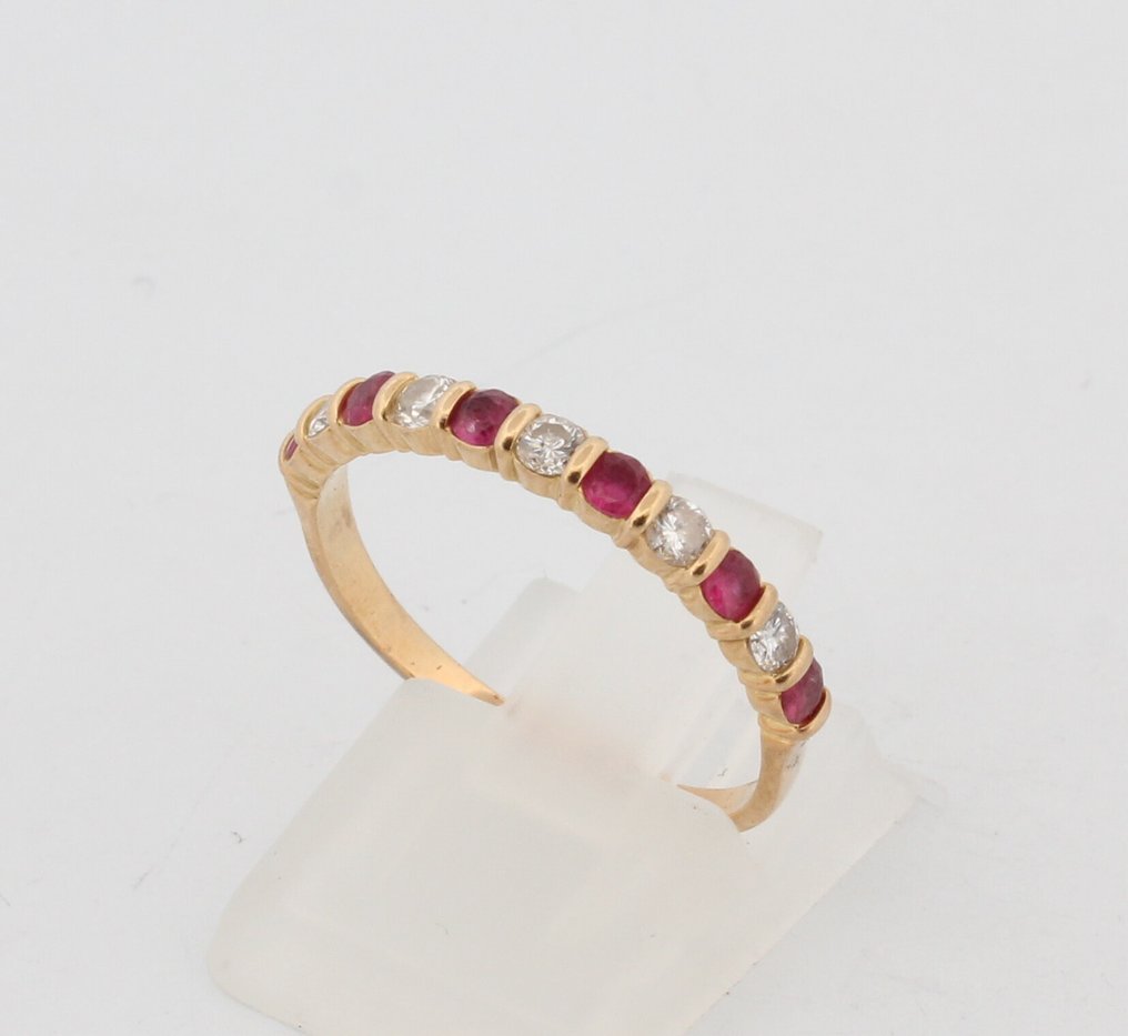 沒有保留價 - 戒指 - 18 克拉 黃金 紅寶石 - 鉆石 #2.1