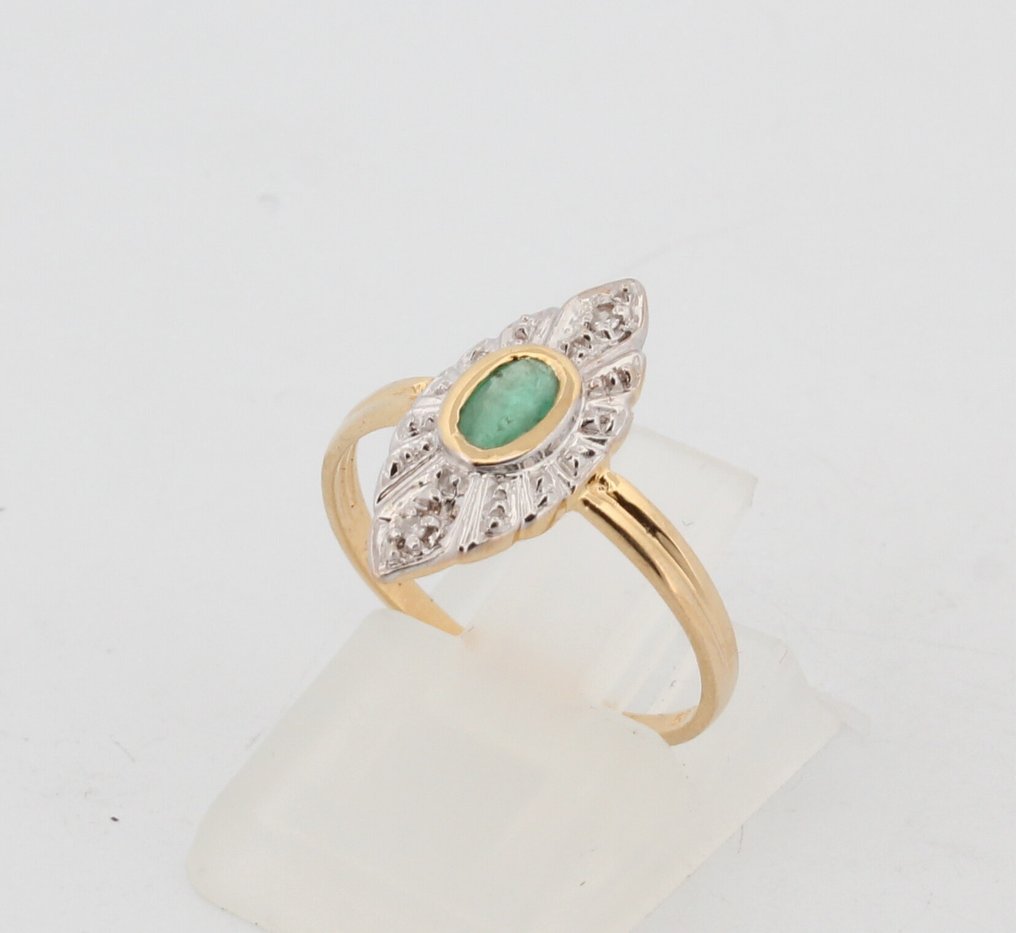 沒有保留價 - 戒指 - 18 克拉 黃金 祖母綠 - 鉆石 #2.1