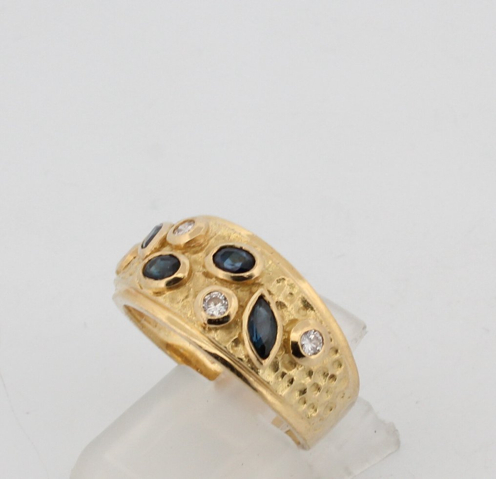 Sin precio de reserva - Anillo - 18 quilates Oro amarillo Zafiro - Diamante #3.2