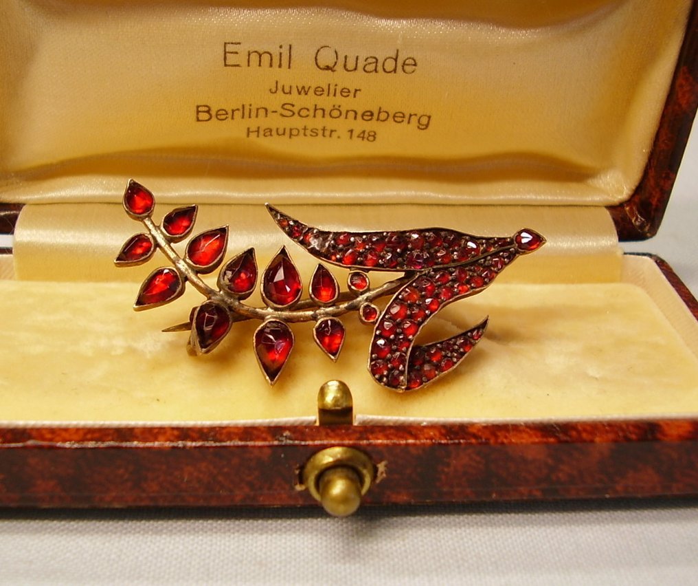 χωρίς τιμή ασφαλείας - Καρφίτσα Τόμπακ, επιχρυσωμένο - 5.00ct. tw. Γρανάτης - αντίκ böhm. Βραχιόλι 1880/90 #1.0