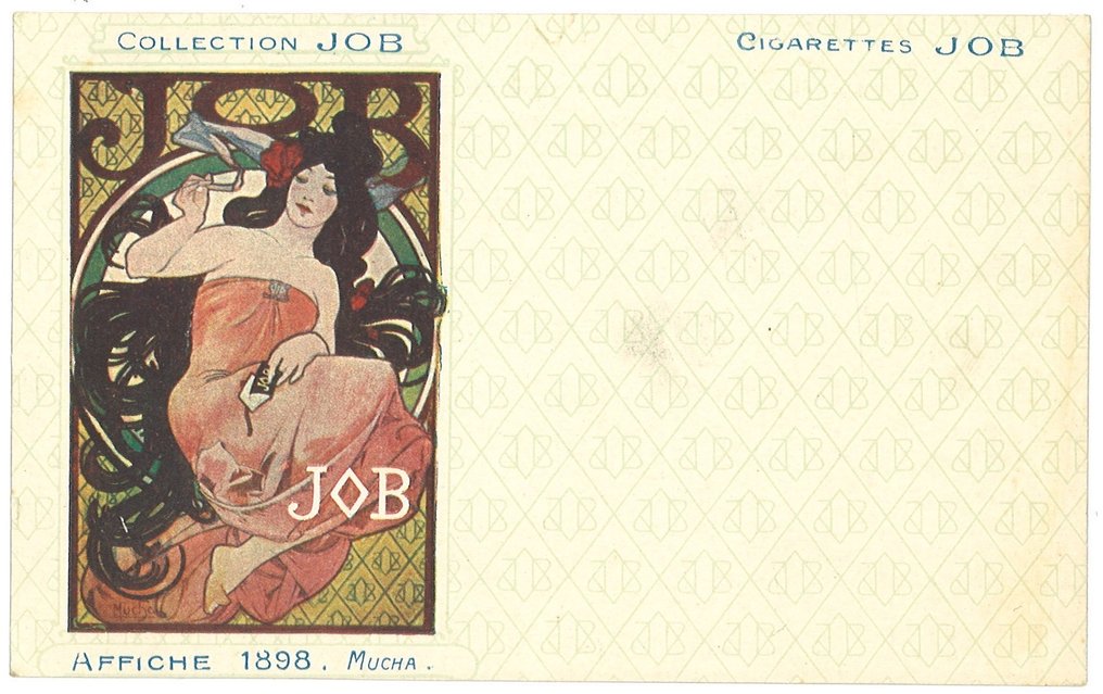 Alphonse Mucha (1860–1939) - Collection JOB - Calendier 1898 - rare Cigarettes JOB - Original signed lithograph - Art Nouveau - #1.0