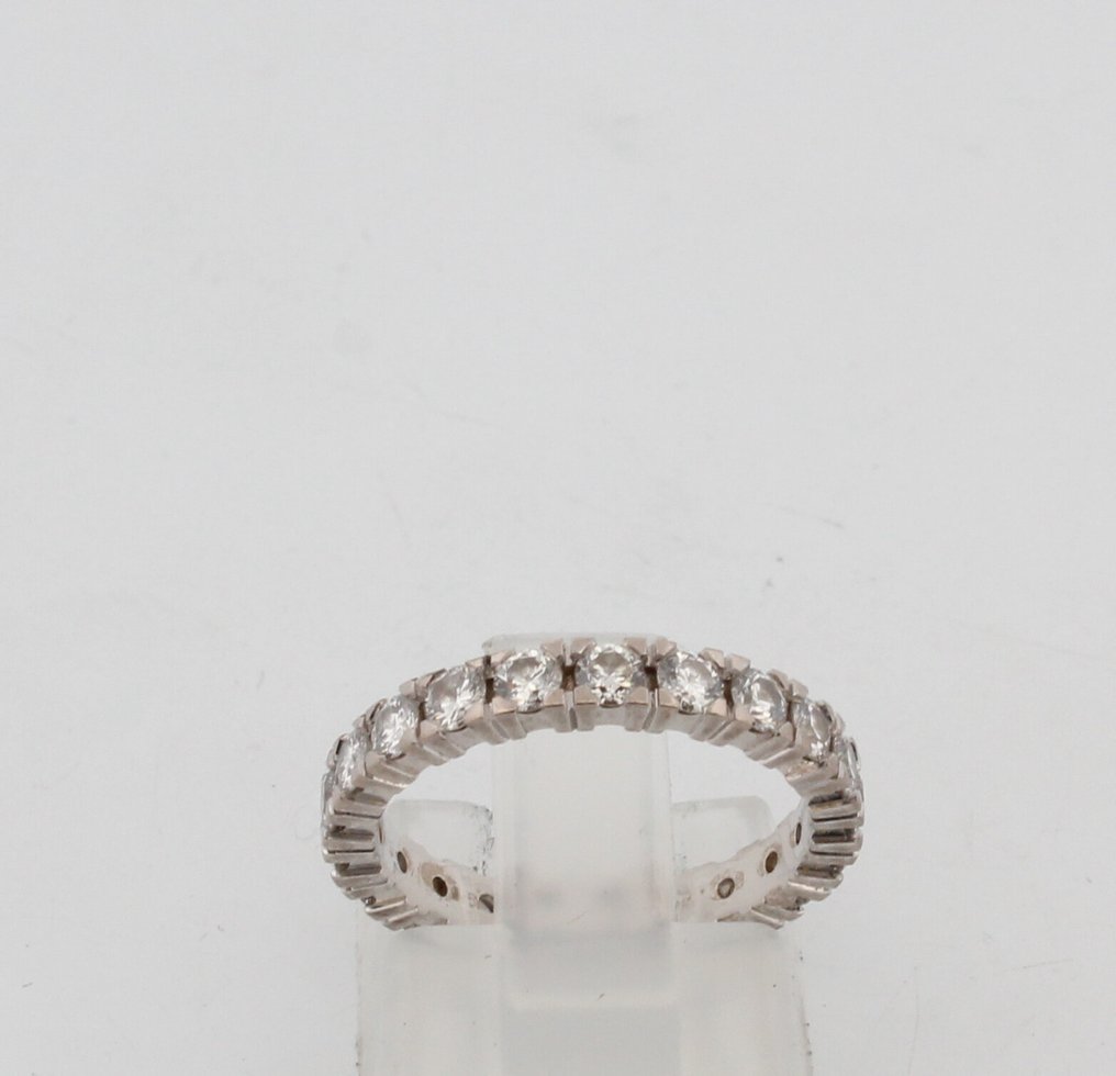 沒有保留價 - 戒指 - 18 克拉 白金 鉆石 (天然)  #1.0