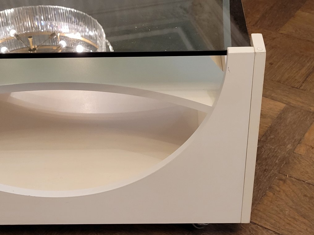 Designer Couchtisch – Space-Age-Stil – Glas und Holz, 1970er - Bord - Glas, Træ #2.1