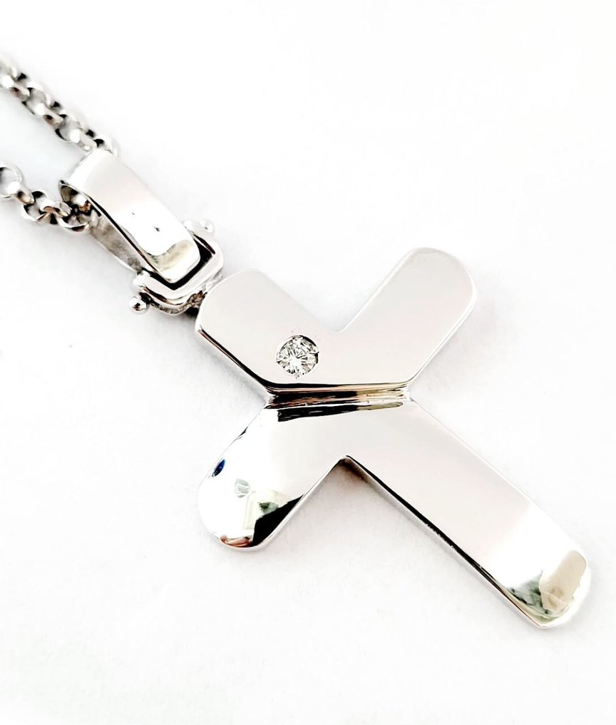 Estrò - 吊墜頸鏈 - 18 克拉 白金 - 0.05ct. tw. 鉆石 (天然) #2.1