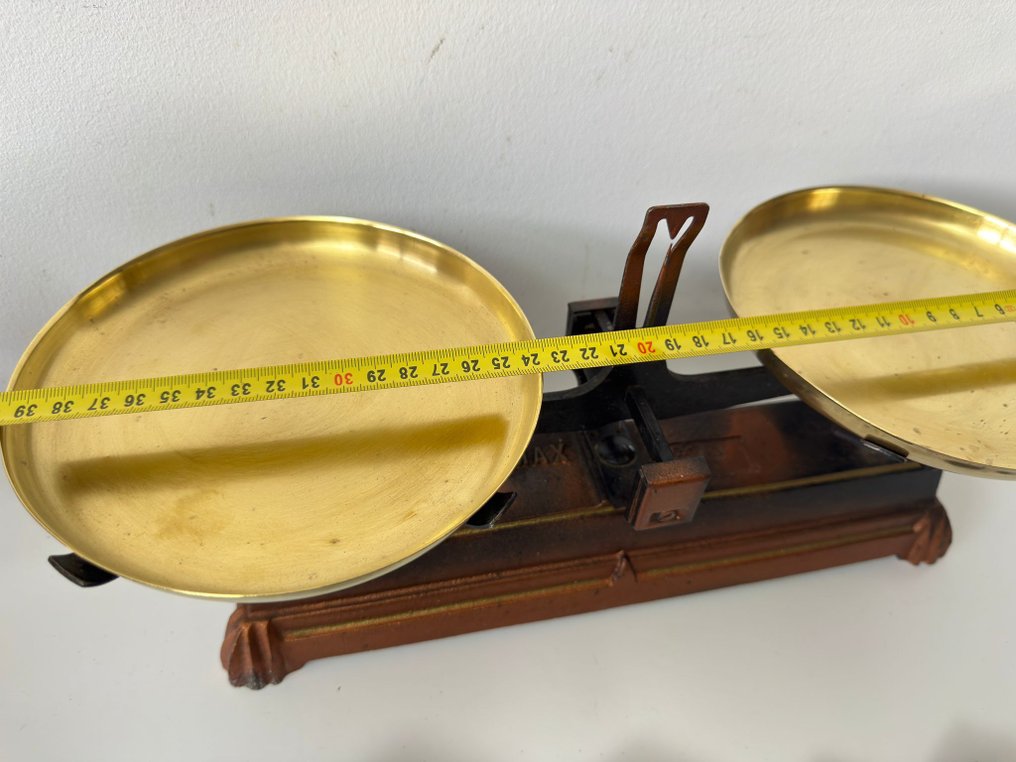 roverbal - Beam mérleg (2) - 2 kg - Öntöttvas, Aranyozott sárgaréz - Tányérok mérlege #1.0