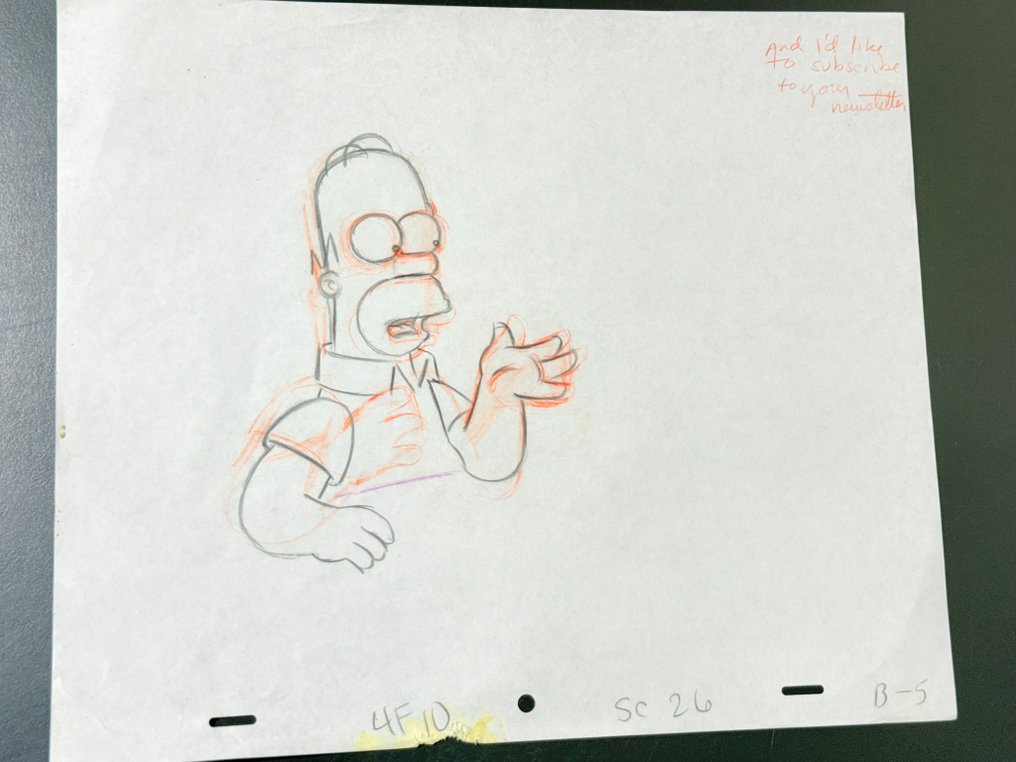Gracie Films - Original animasjonstegning av Homer Simpson, sertifisert. - The Simpsons #1.0