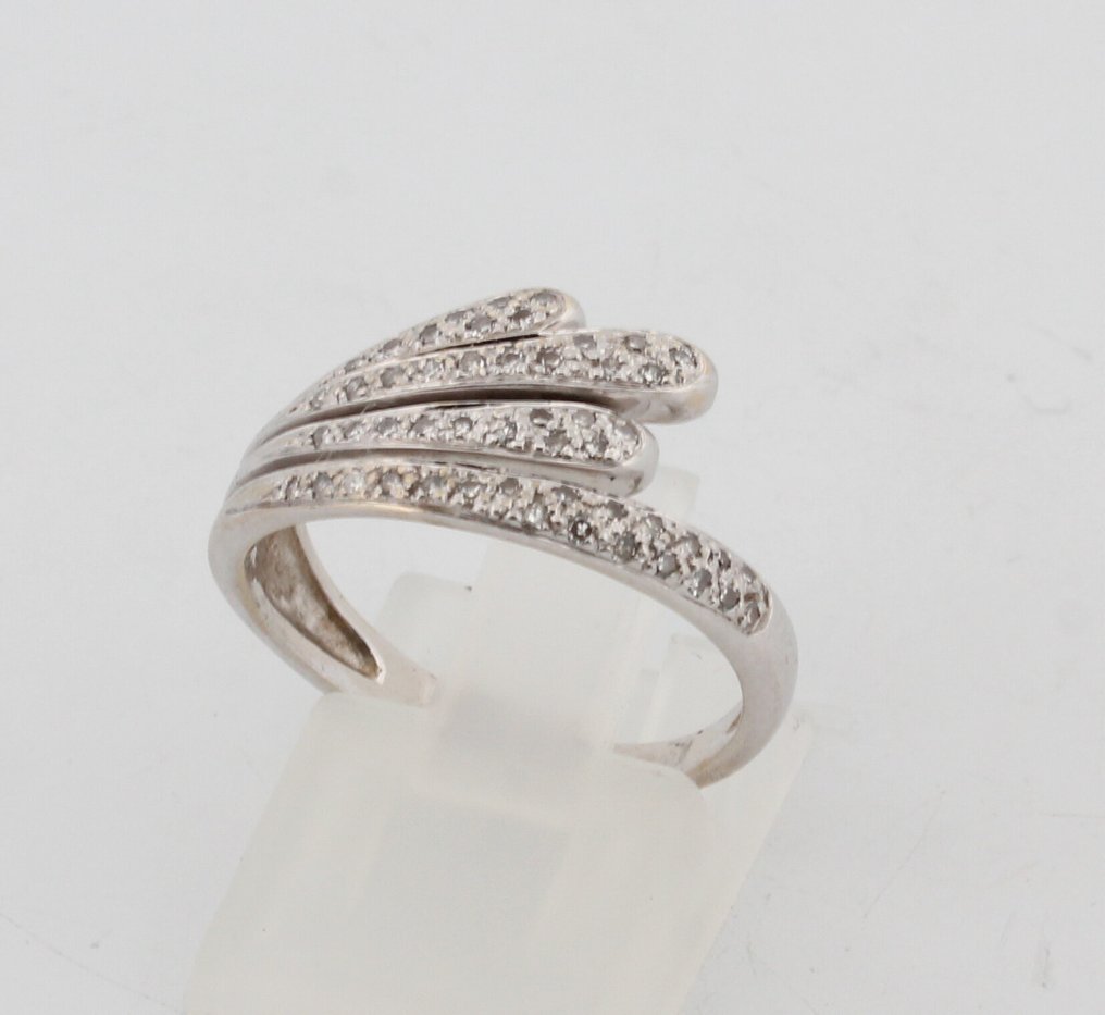 沒有保留價 - 戒指 - 18 克拉 白金 鉆石 (天然) #1.0