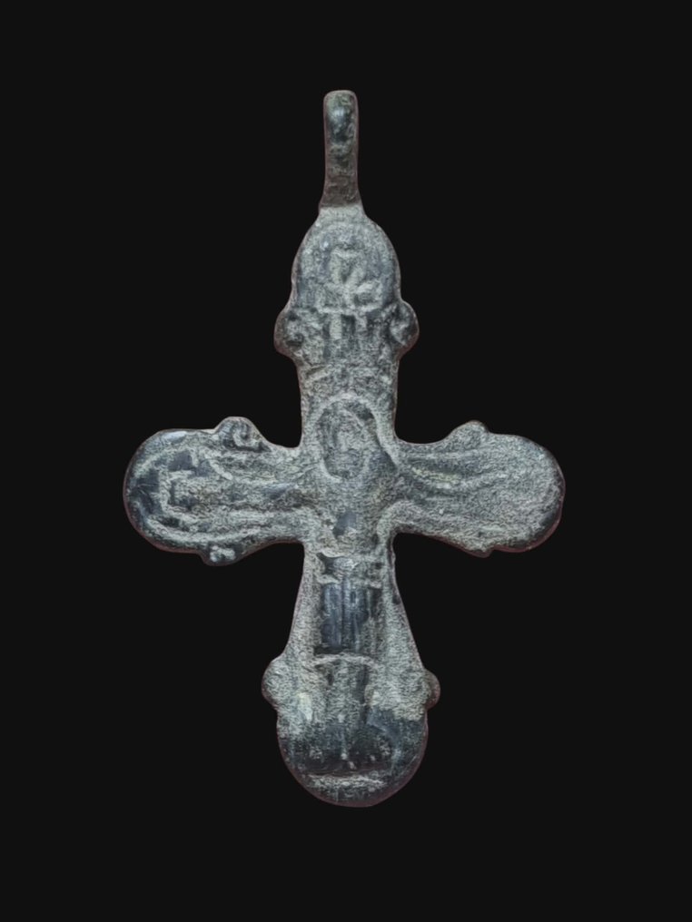 拜占庭帝國 青銅色, 极罕见文本交叉 墜飾 #1.0