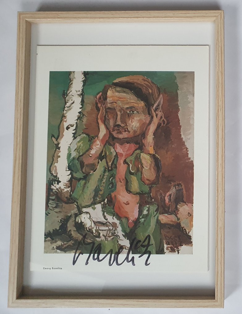 Signed; Georg Baselitz - XL-Offset (signed from Georg Baselitz & framed) & book "NINETY No. 24 Georg BASELITZ Marc COUTURIER" - 1967 #2.1