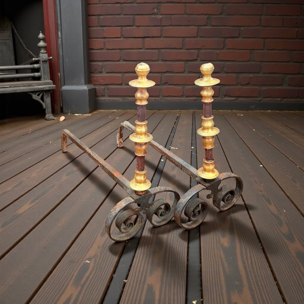 Andiron (2) - Louis XVI - Iron, Brass #1.0